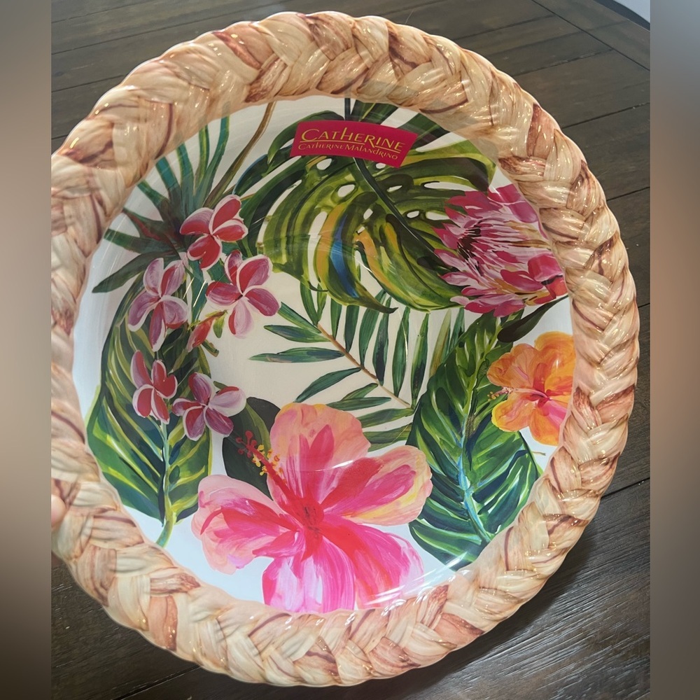 Catherine Malandrino Pink and Green Tropical Serveware bowl